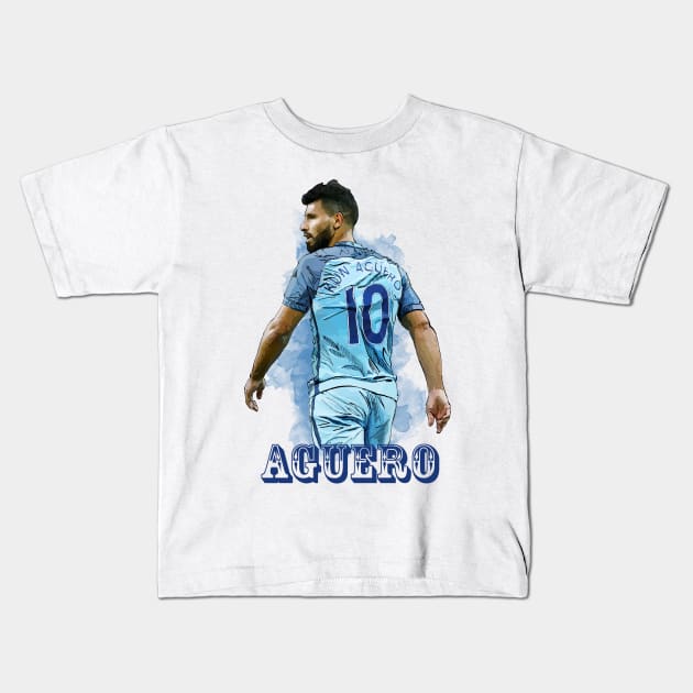 Sergio Kun Aguero Kids T-Shirt by armaan8014